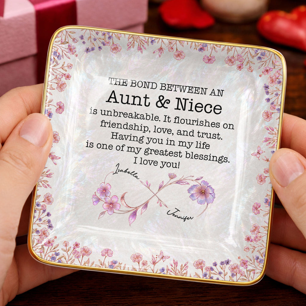 Personalized Birth Month Flowers Jewelry Dish Custom for Niece Jewelry Dish GradoCreations