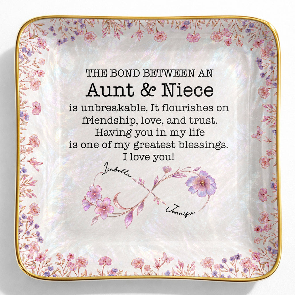 Personalized Birth Month Flowers Jewelry Dish Custom for Niece Jewelry Dish GradoCreations