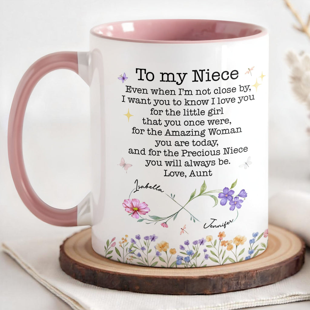 Personalized Accent Mug Birth Month Flowers Custom Design for Niece