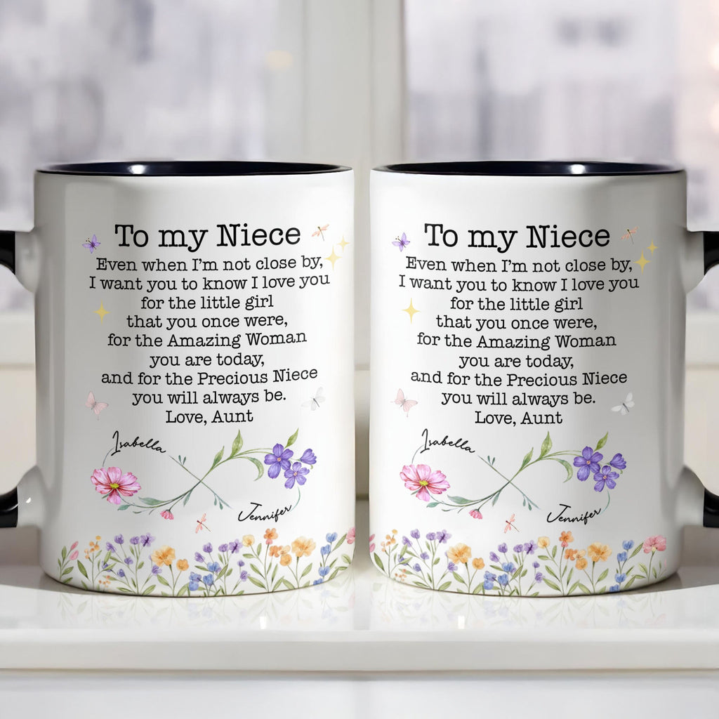Personalized Accent Mug Birth Month Flowers Custom Design for Niece