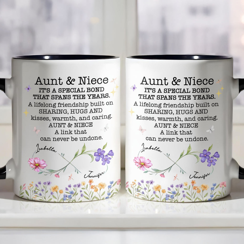 Personalized Floral Birth Month Flowers Accent Mug Gift for Niece