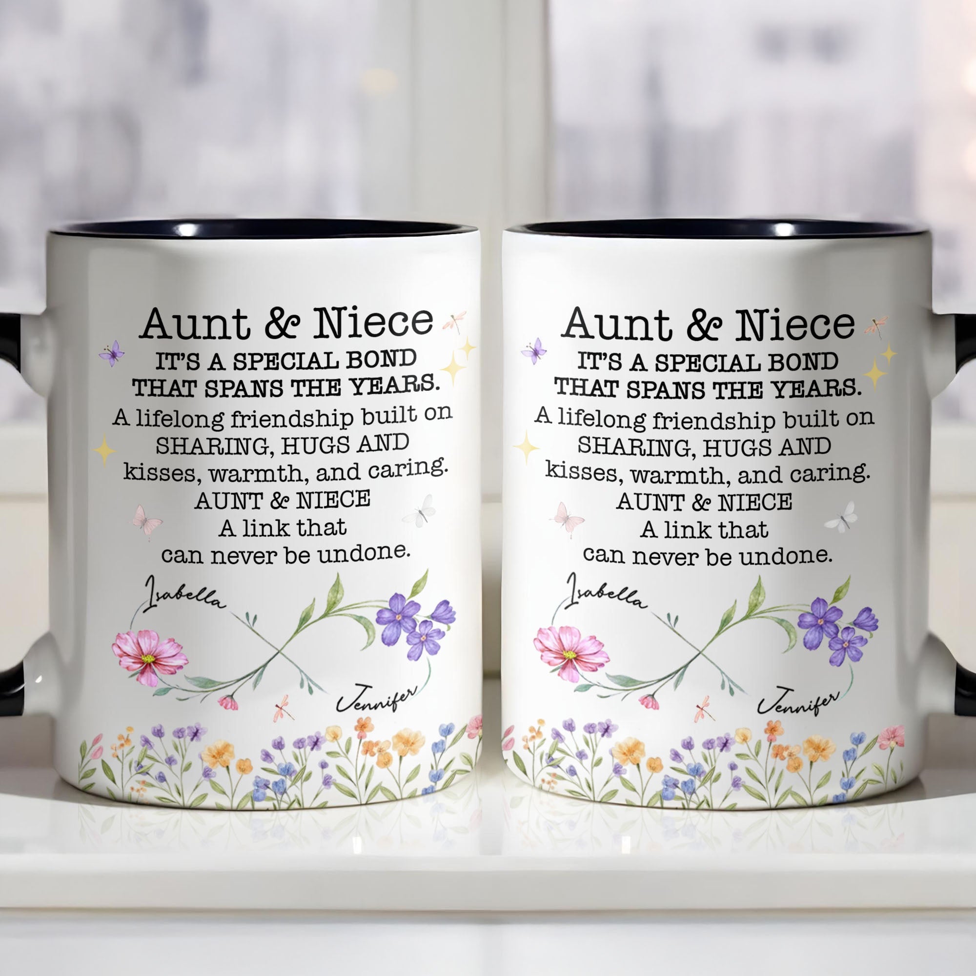 Personalized Floral Birth Month Flowers Accent Mug Gift for Niece