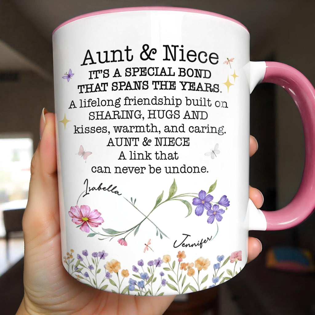 Personalized Floral Birth Month Flowers Accent Mug Gift for Niece