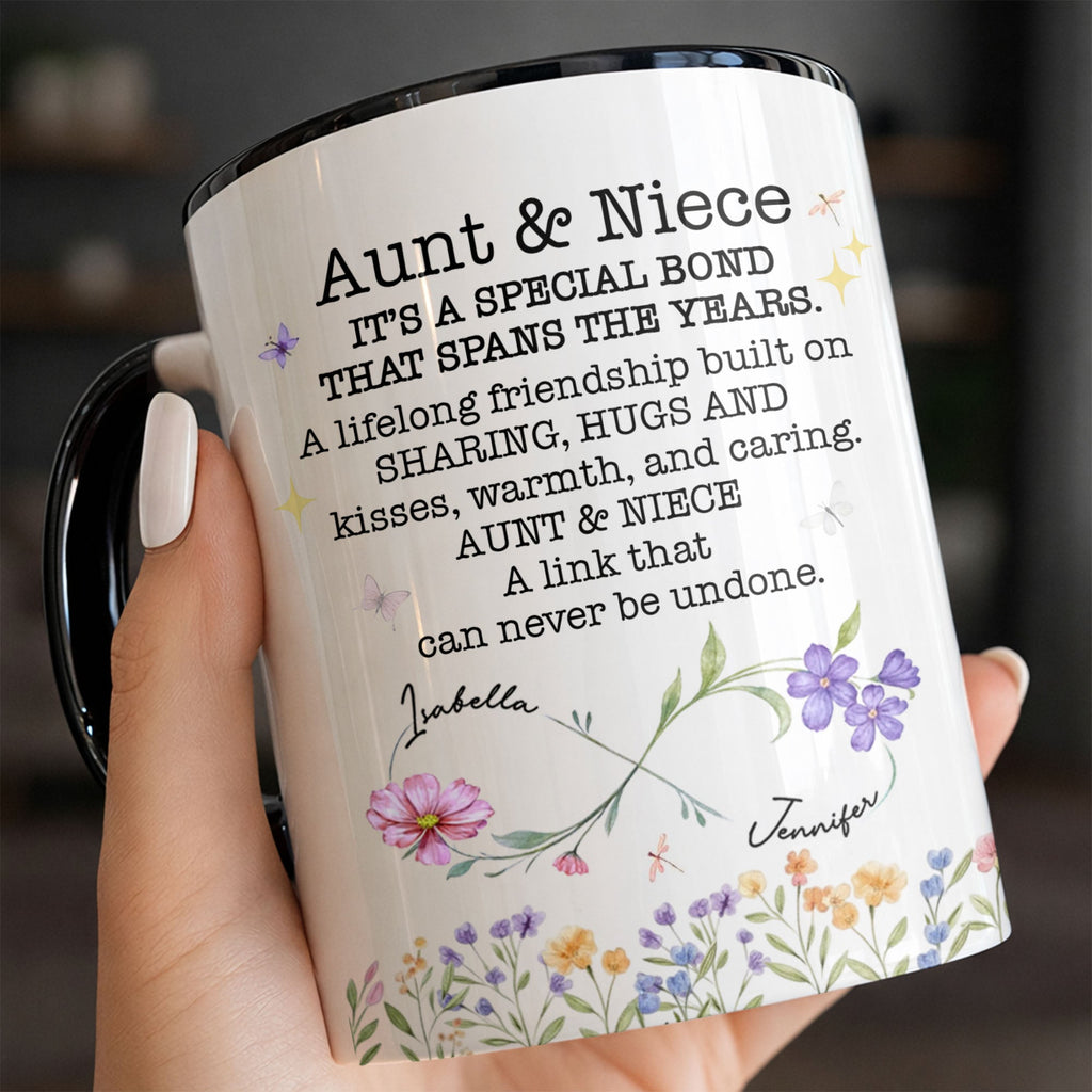 Personalized Floral Birth Month Flowers Accent Mug Gift for Niece