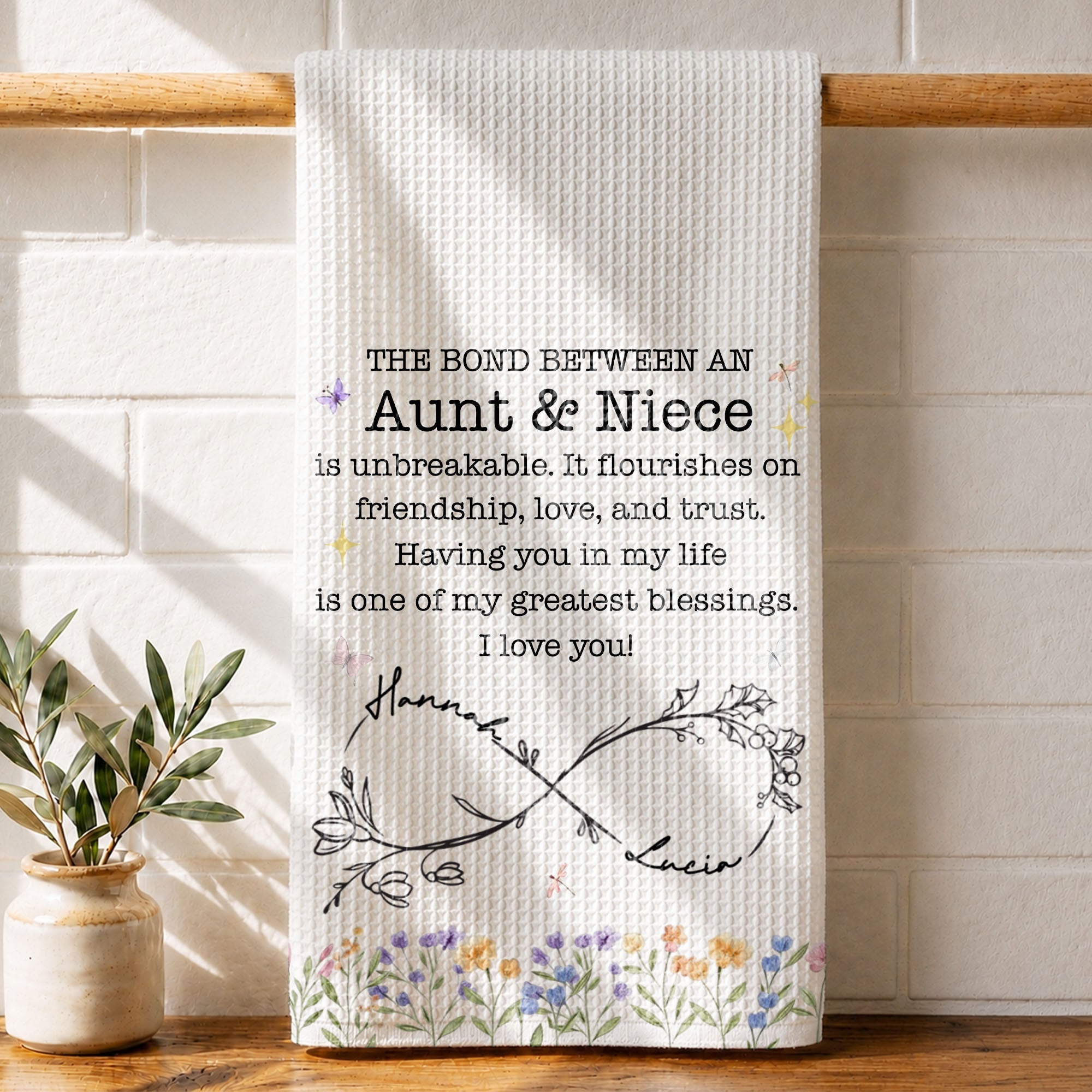 Personalized Kitchen Towel Birth Month Flowers Gift for Niece Kitchen Towel GradoCreations