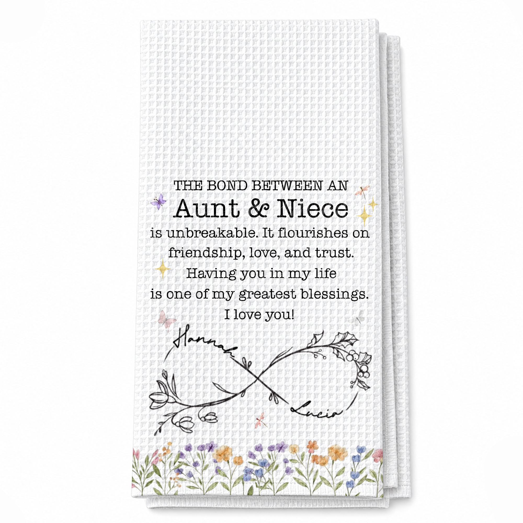 Personalized Kitchen Towel Birth Month Flowers Gift for Niece Kitchen Towel GradoCreations