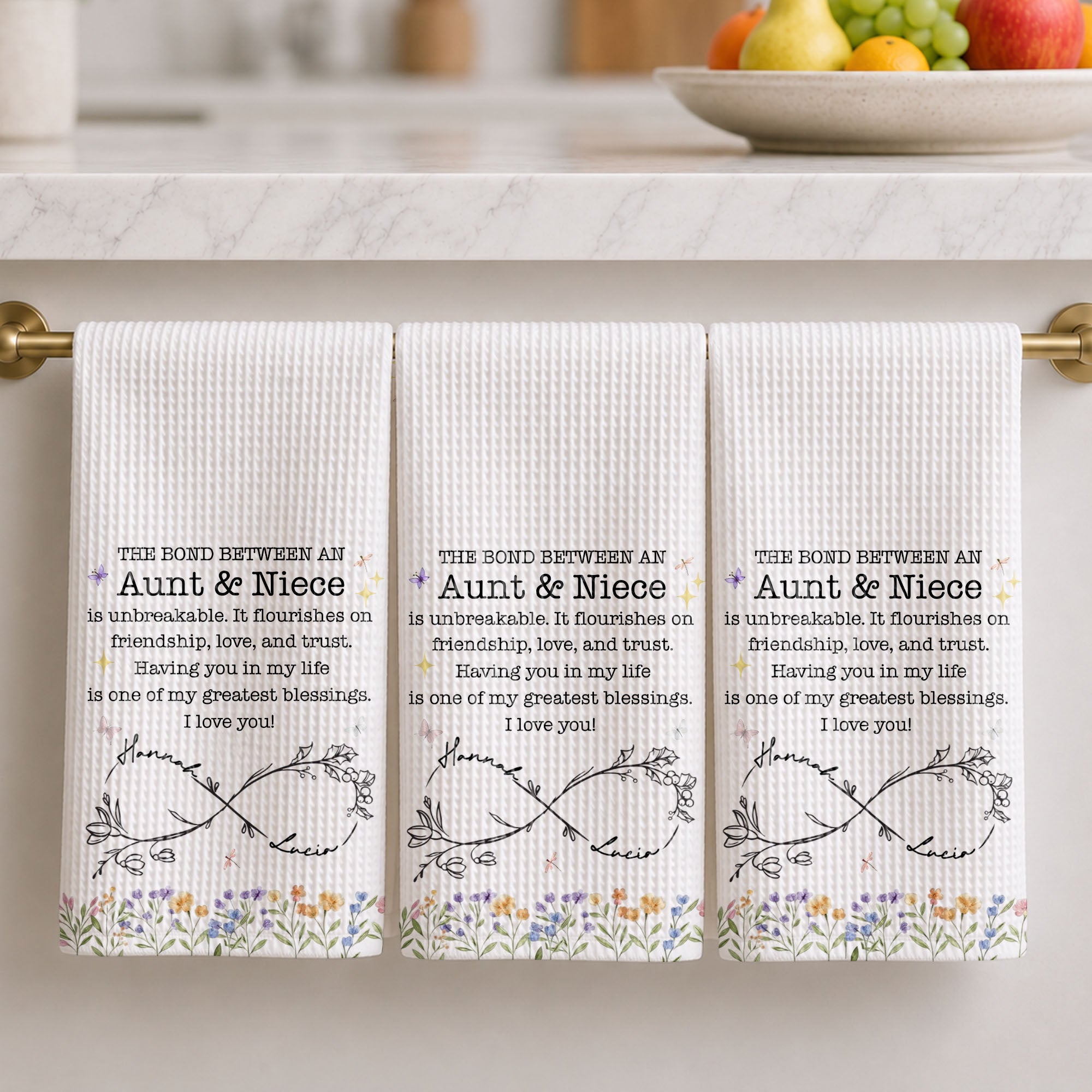 Personalized Kitchen Towel Birth Month Flowers Gift for Niece Kitchen Towel GradoCreations