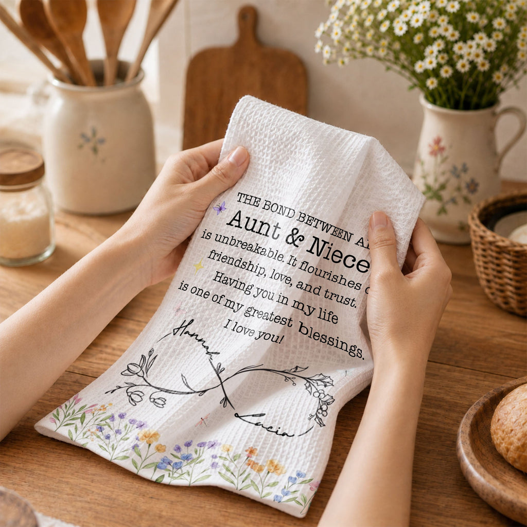 Personalized Kitchen Towel Birth Month Flowers Gift for Niece Kitchen Towel GradoCreations