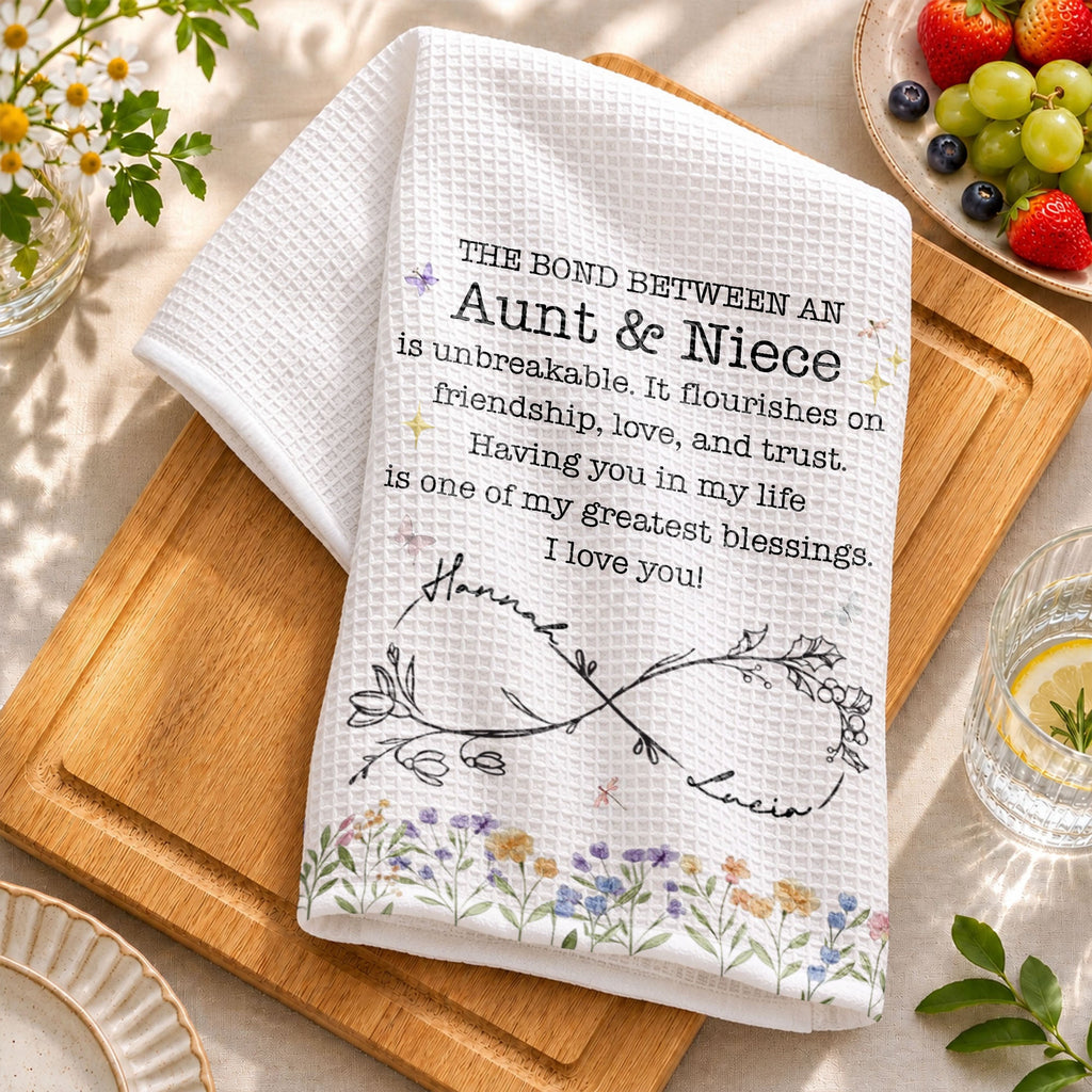 Personalized Kitchen Towel Birth Month Flowers Gift for Niece Kitchen Towel GradoCreations