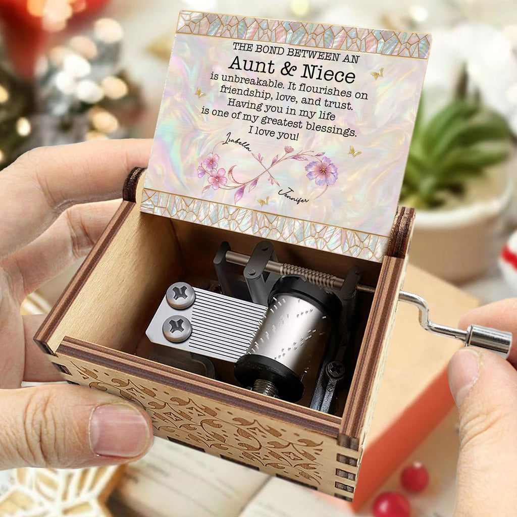 Personalized Wooden Music Box Custom Niece Gift for Birthday