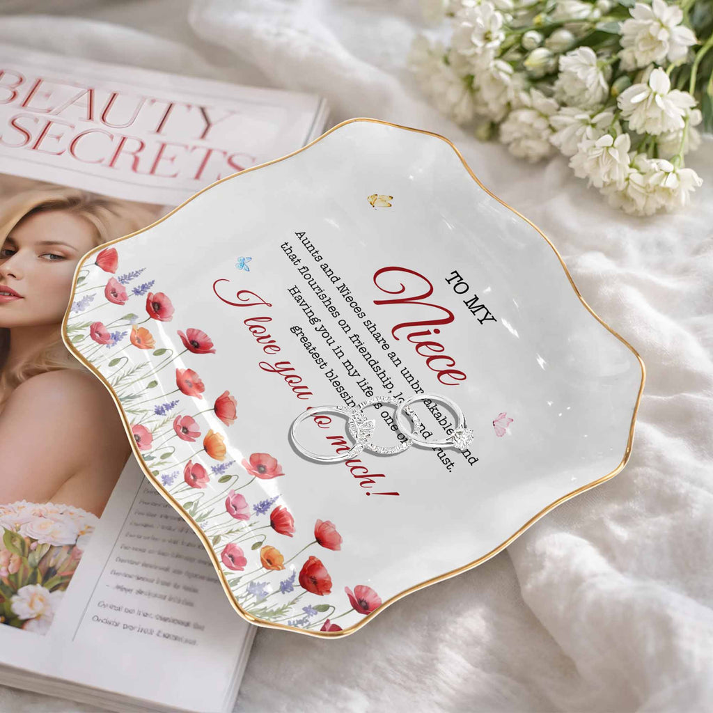 Personalized Ceramic Jewelry Dish Custom Name for Niece Gift