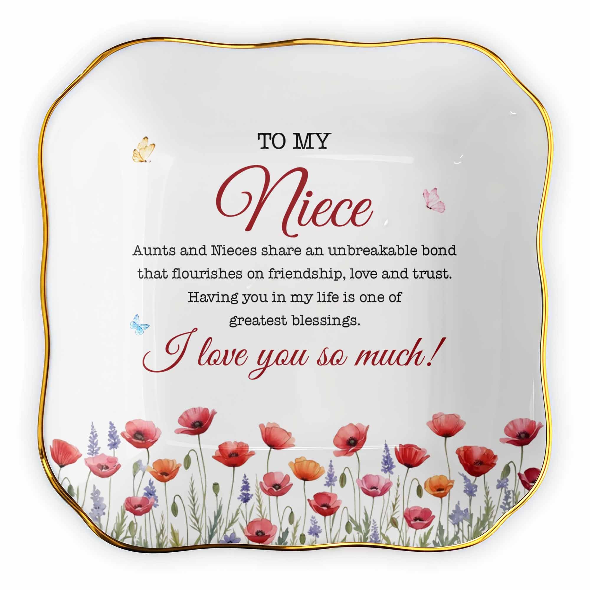 Personalized Ceramic Jewelry Dish Custom Name for Niece Gift