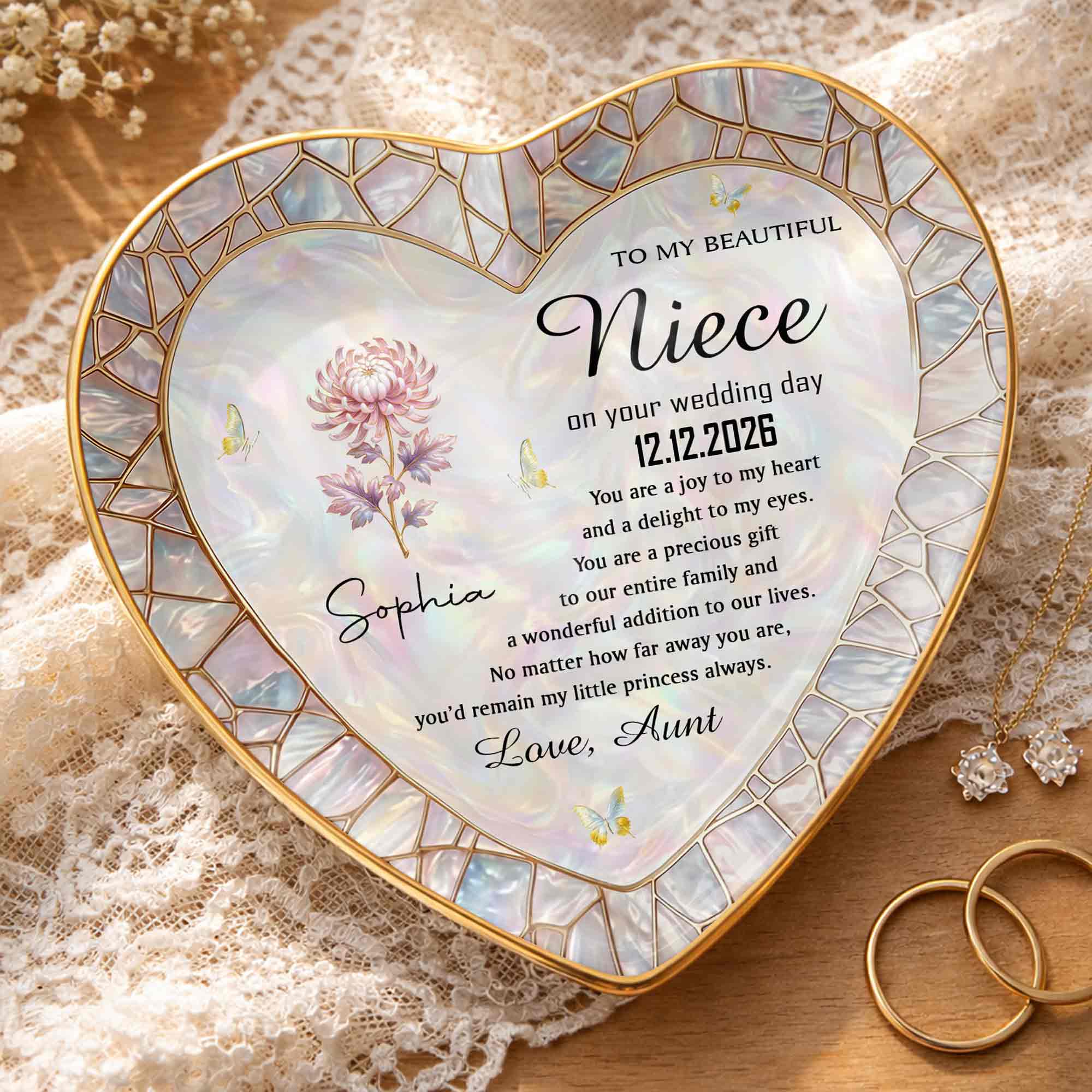 Personalized Heart Jewelry Dish Custom Name Gift for Niece