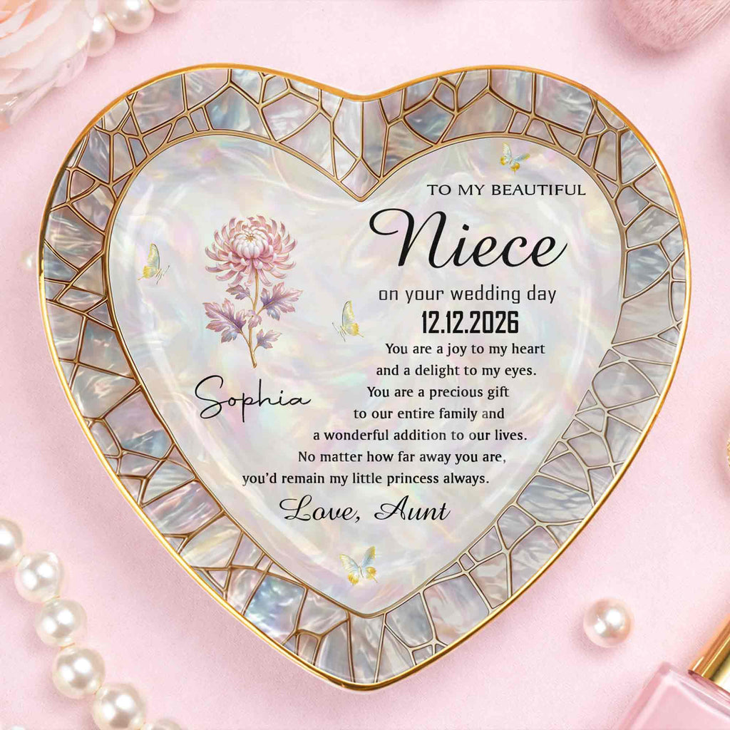 Personalized Heart Jewelry Dish Custom Name Gift for Niece