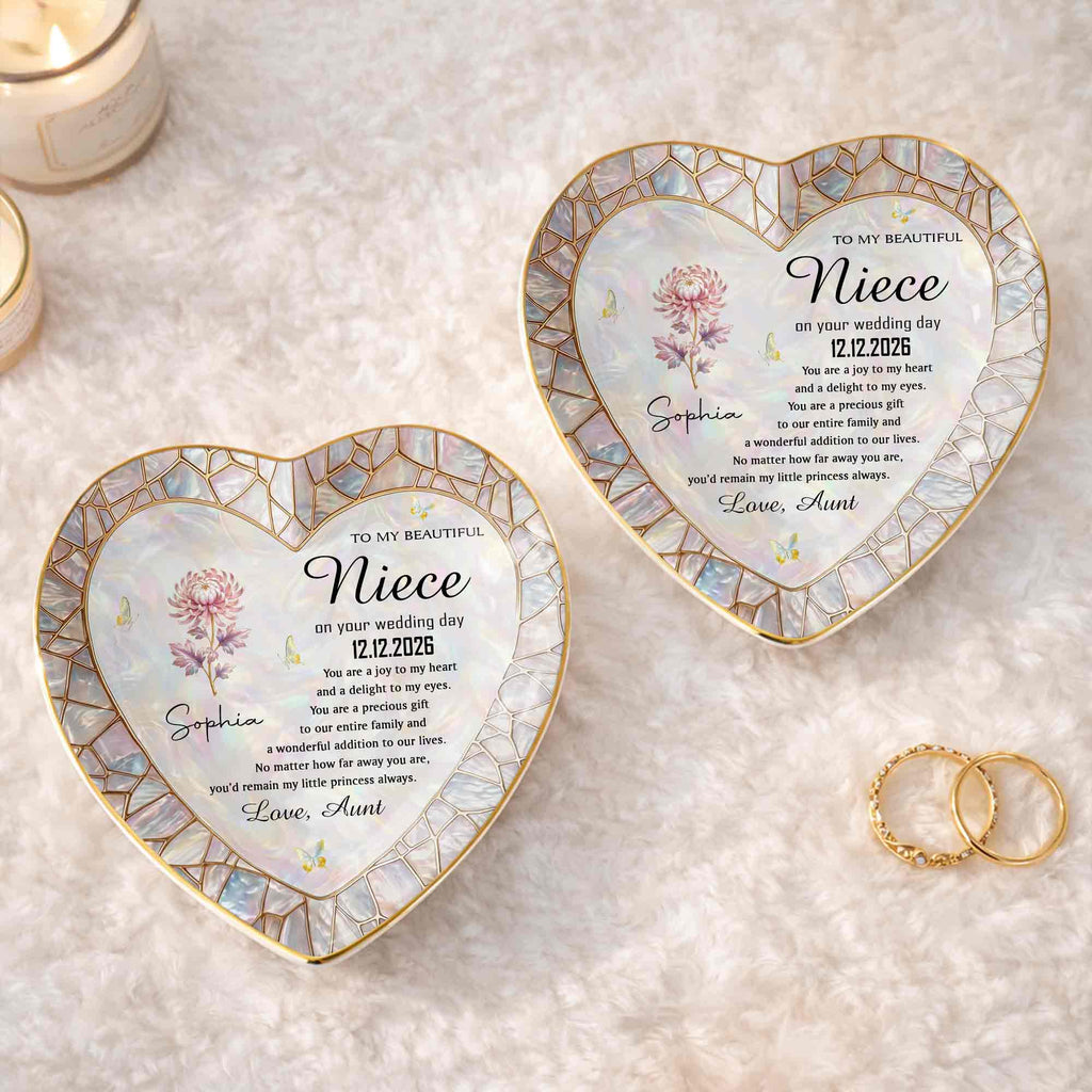 Personalized Heart Jewelry Dish Custom Name Gift for Niece