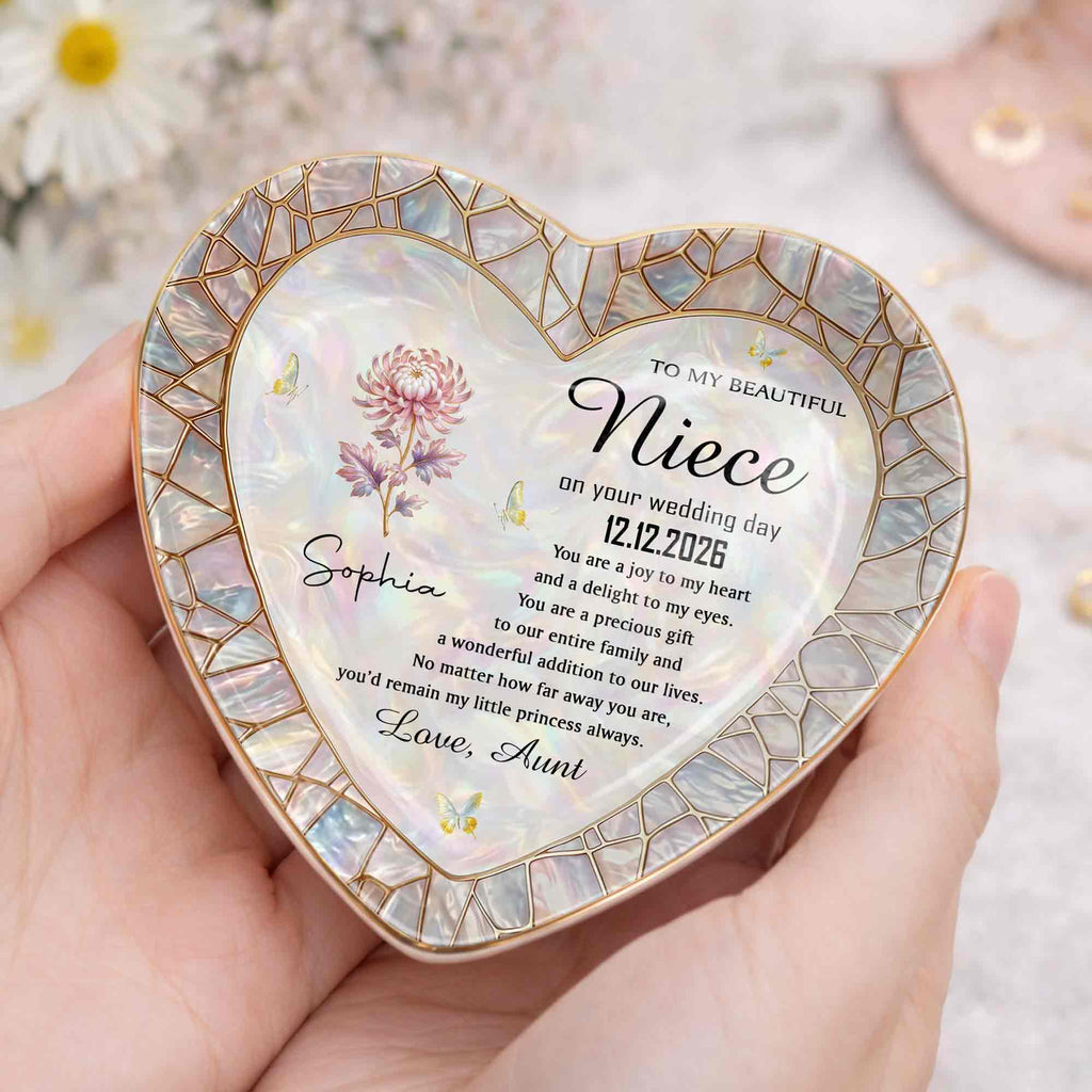 Personalized Heart Jewelry Dish Custom Name Gift for Niece