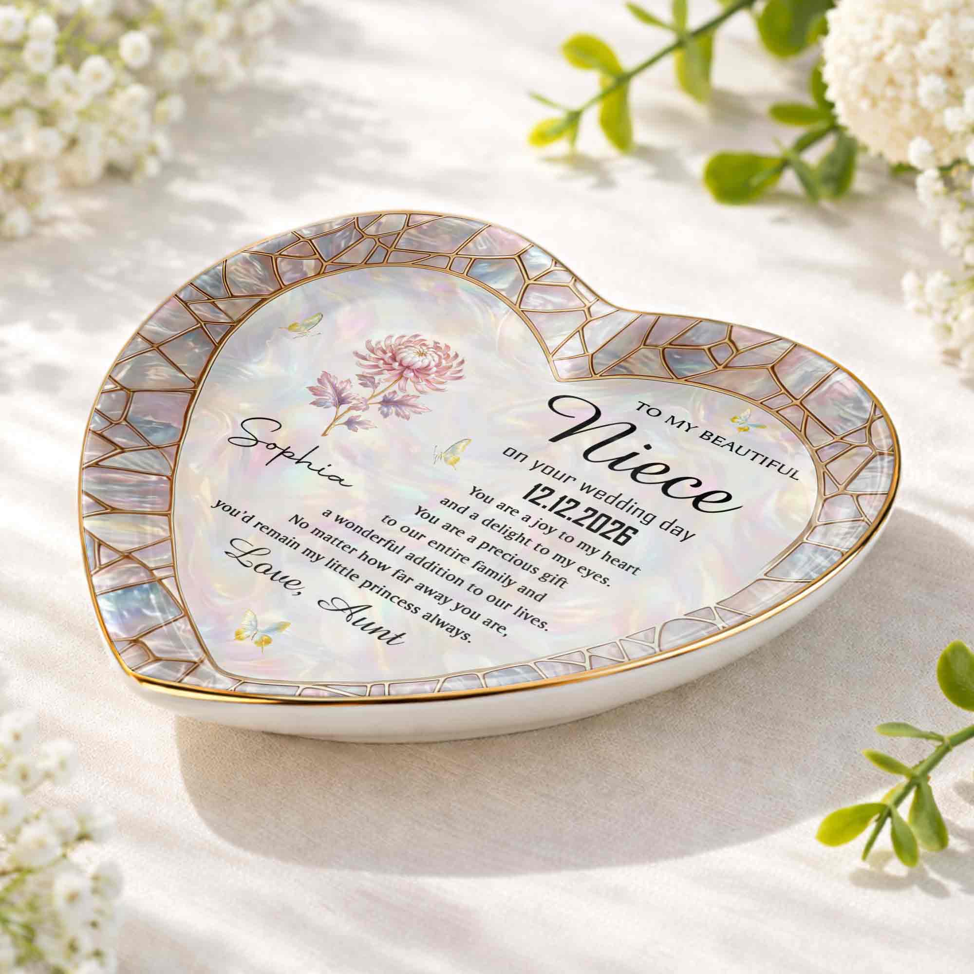 Personalized Heart Jewelry Dish Custom Name Gift for Niece