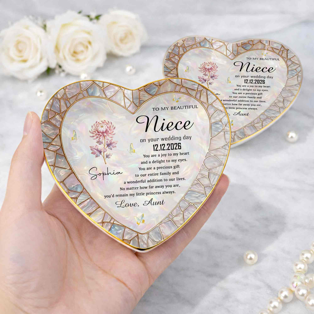 Personalized Heart Jewelry Dish Custom Name Gift for Niece