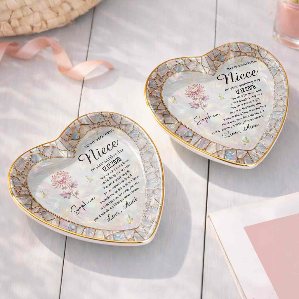 Personalized Heart Jewelry Dish Custom Name Gift for Niece