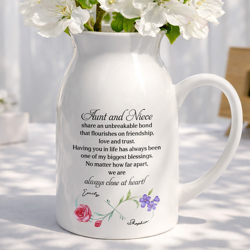 Custom Ceramic Flower Vase Birth Month Flowers Gift for Niece