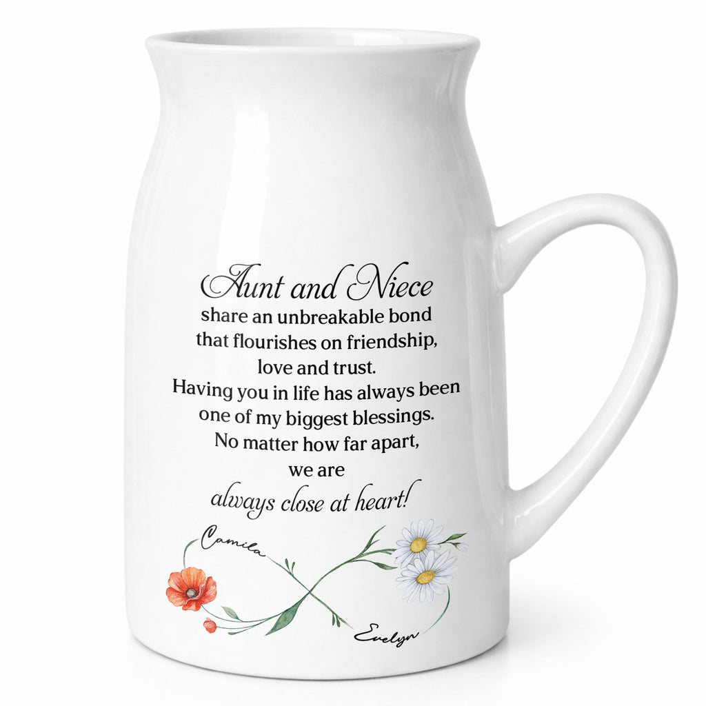 Custom Ceramic Flower Vase Birth Month Flowers Gift for Niece