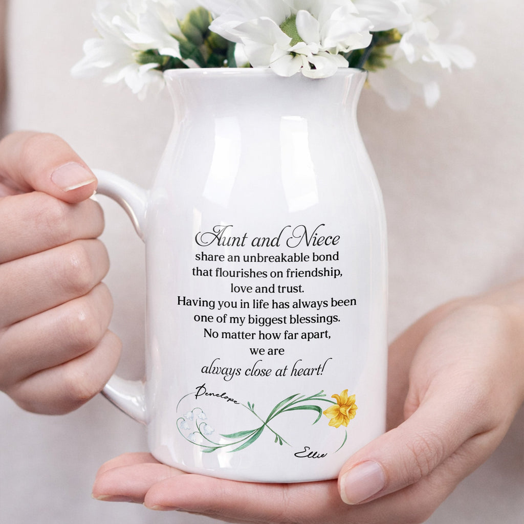 Custom Ceramic Flower Vase Birth Month Flowers Gift for Niece