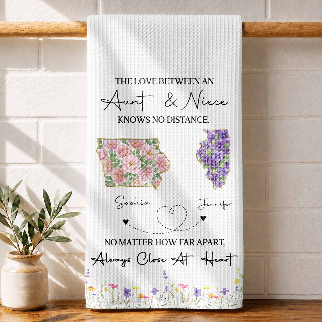 Personalized Floral Kitchen Towel Custom Aunt Niece Gift
