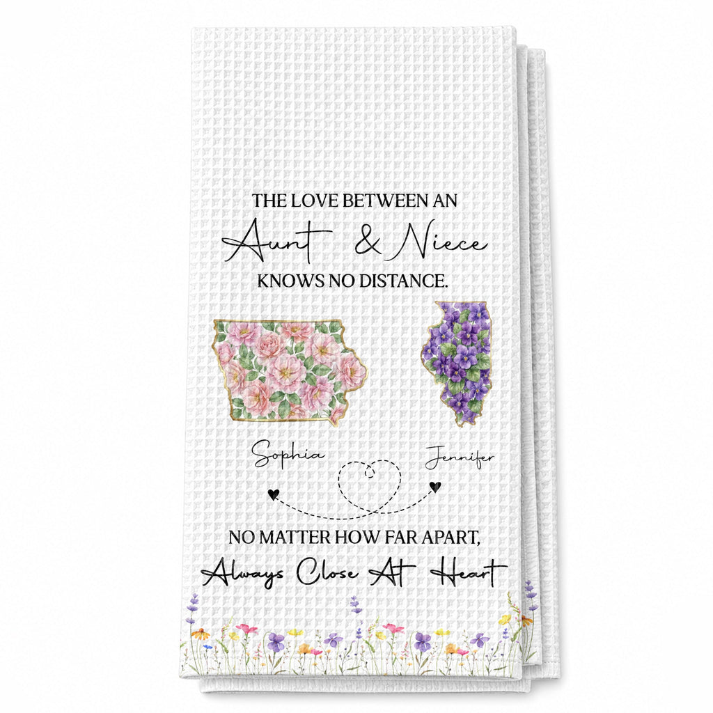 Personalized Floral Kitchen Towel Custom Aunt Niece Gift