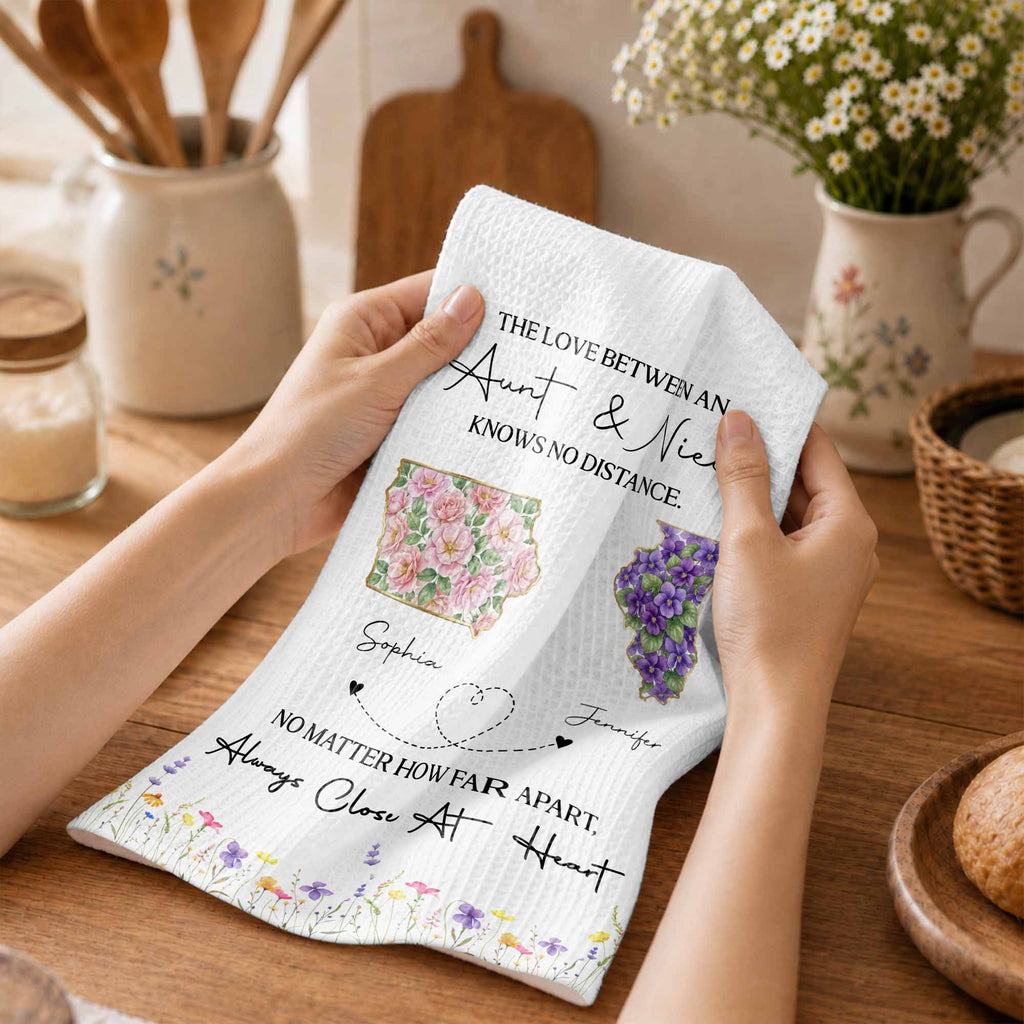 Personalized Floral Kitchen Towel Custom Aunt Niece Gift