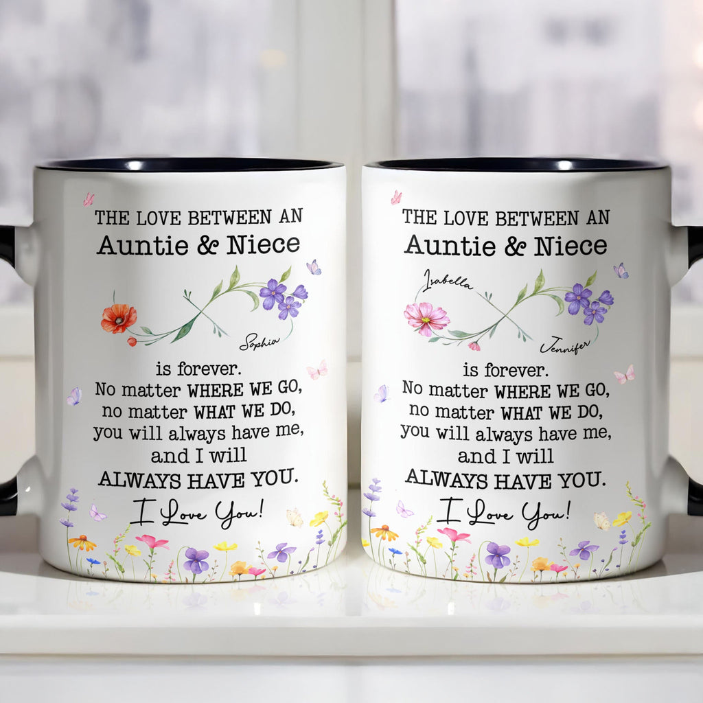 Personalized Accent Mug Custom Birth Month Flowers for Niece