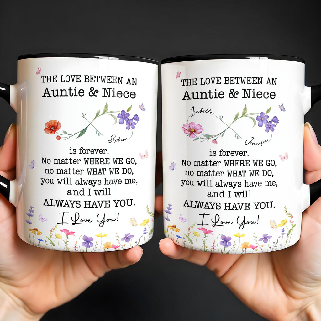 Personalized Accent Mug Custom Birth Month Flowers for Niece