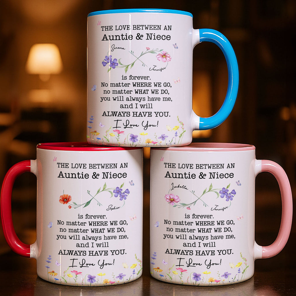 Personalized Accent Mug Custom Birth Month Flowers for Niece