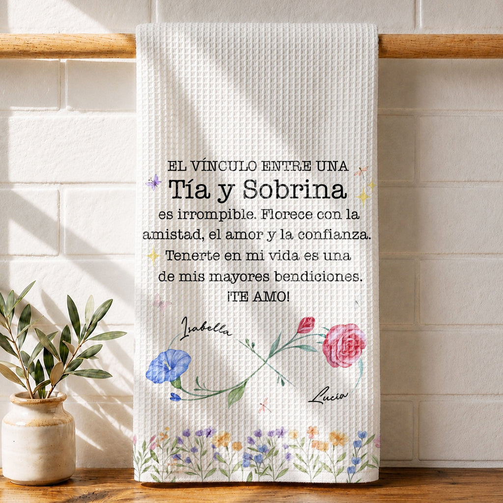 Personalized Kitchen Towel Custom Name Aunt Niece Gift Floral