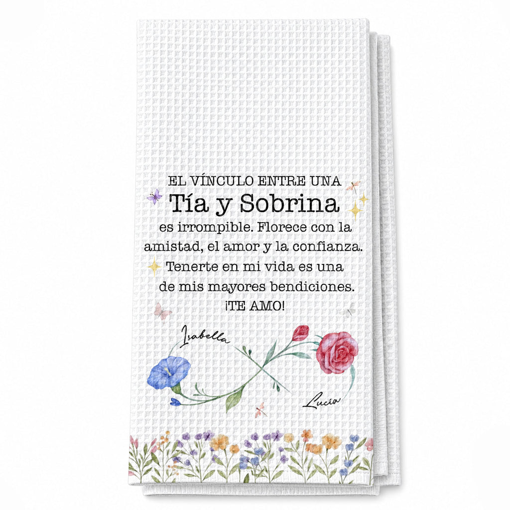 Personalized Kitchen Towel Custom Name Aunt Niece Gift Floral