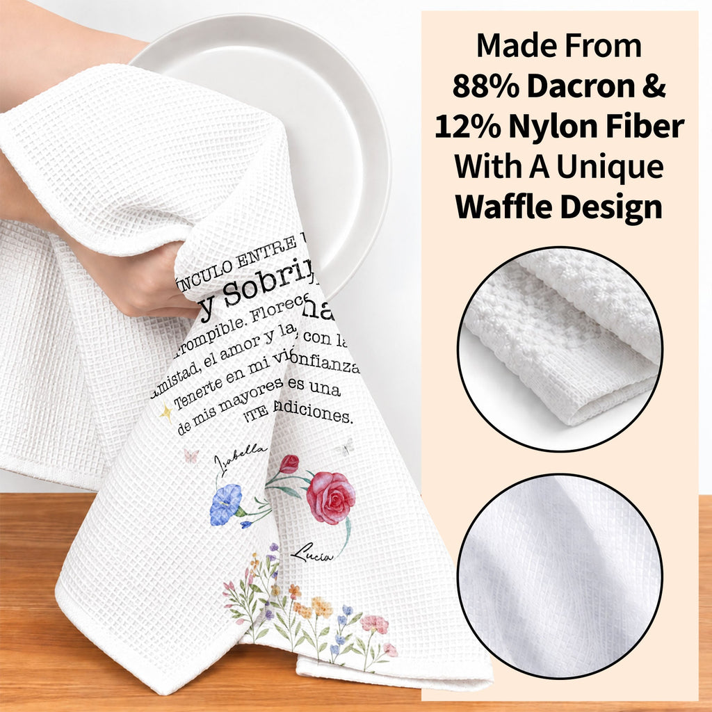 Personalized Kitchen Towel Custom Name Aunt Niece Gift Floral