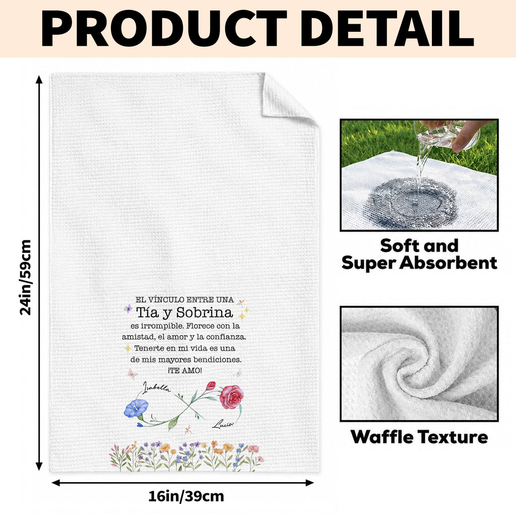 Personalized Kitchen Towel Custom Name Aunt Niece Gift Floral