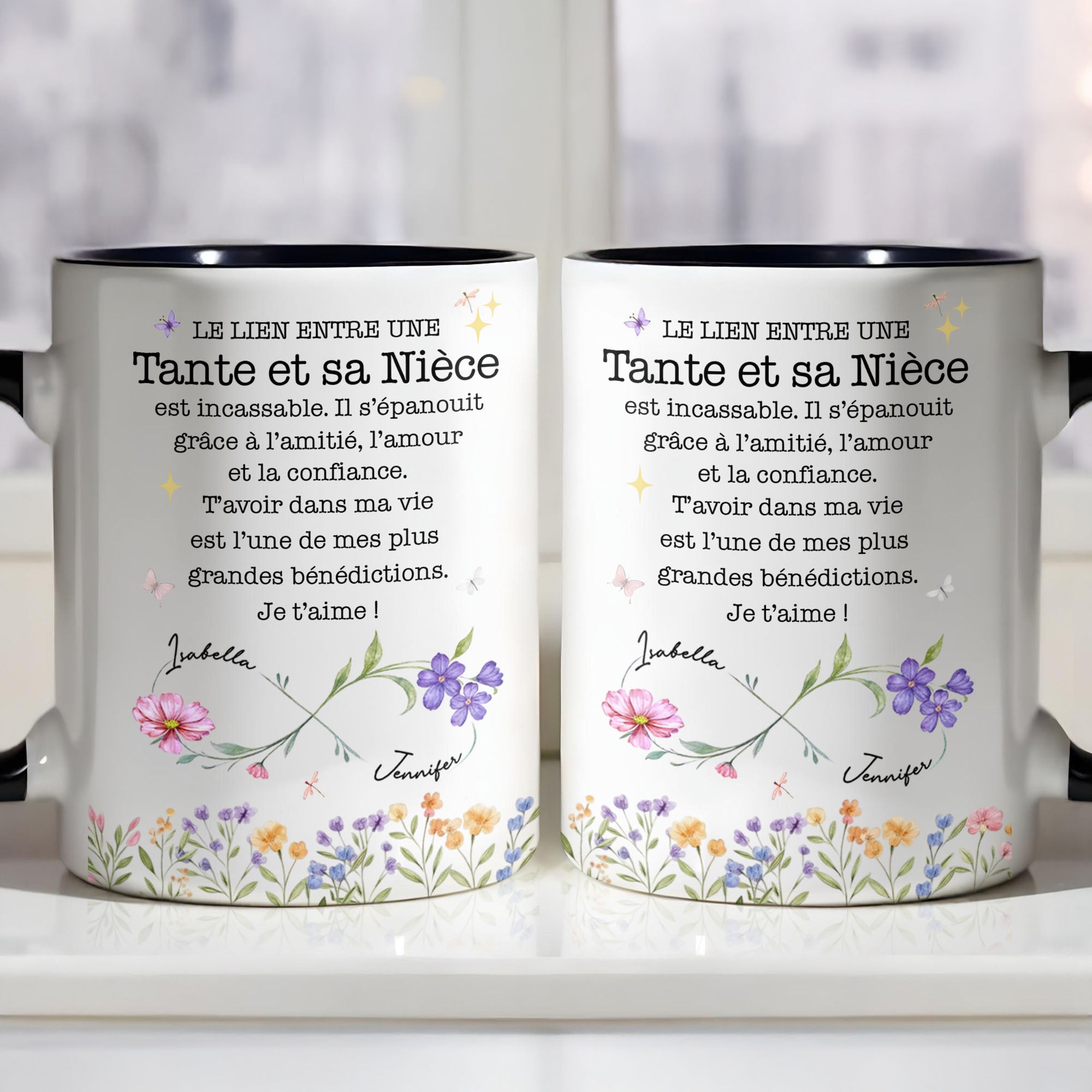 Personalized Infinity Birth Month Flowers Mug Gift for Niece Accent Mug GradoCreations