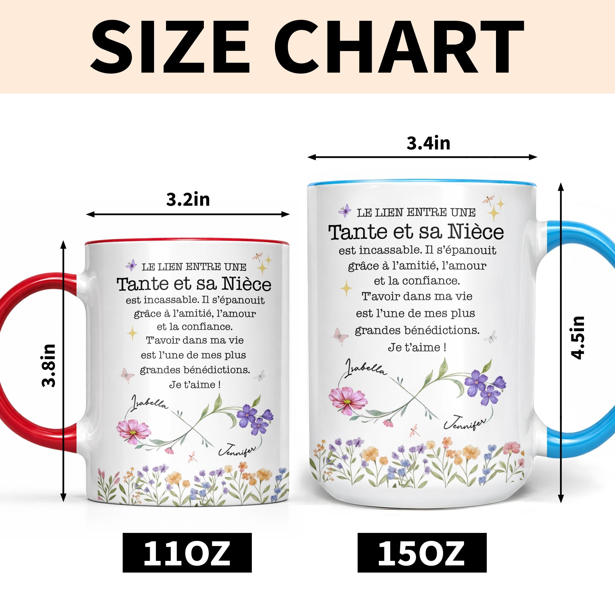 Personalized Infinity Birth Month Flowers Mug Gift for Niece Accent Mug GradoCreations