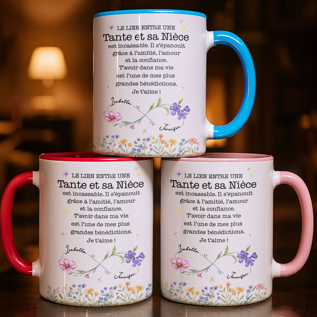 Personalized Infinity Birth Month Flowers Mug Gift for Niece Accent Mug GradoCreations