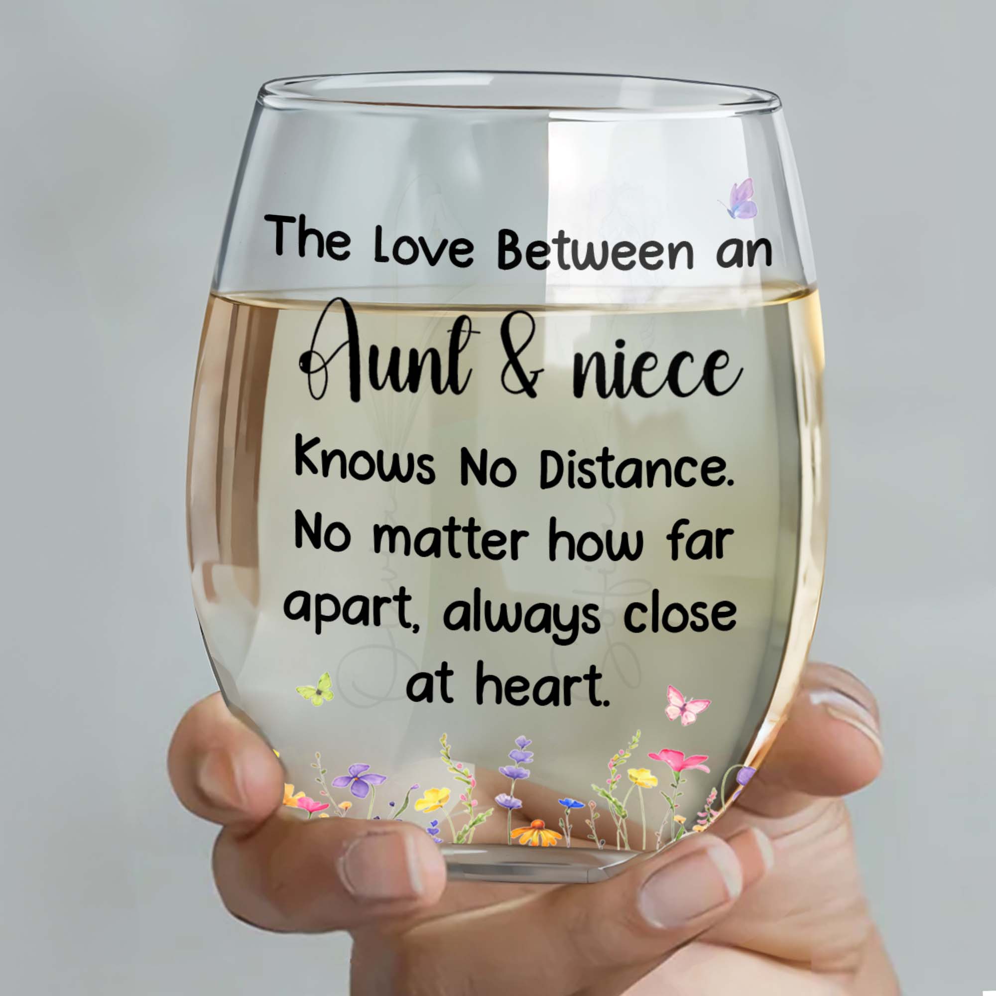 Personalized Stemless Wine Glass Custom Name Aunt Niece Gift