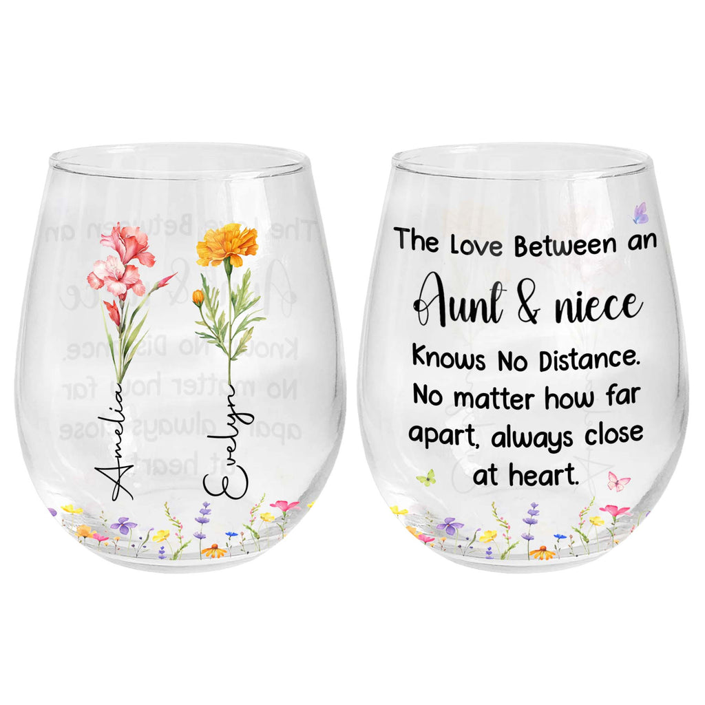 Personalized Stemless Wine Glass Custom Name Aunt Niece Gift