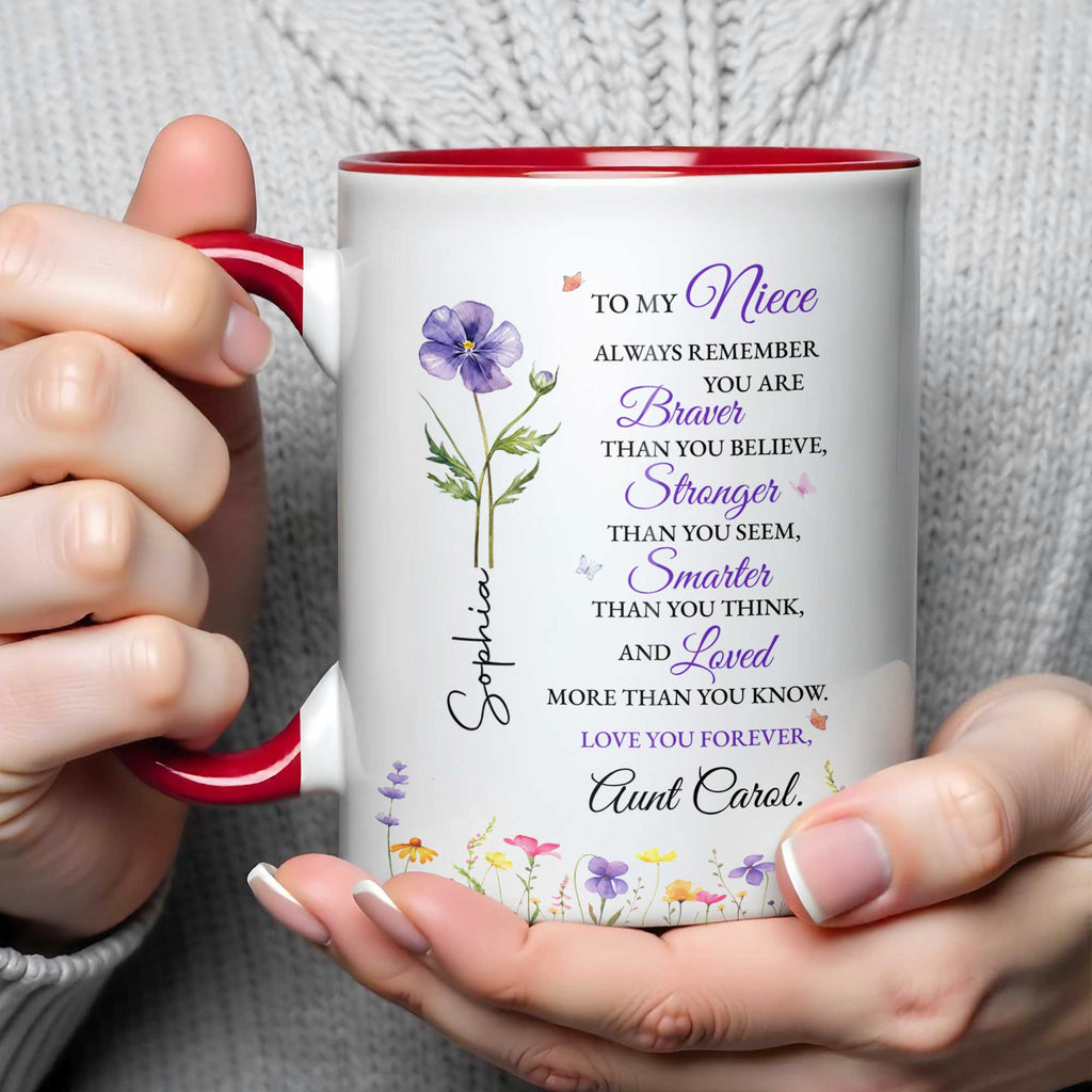 Personalized Custom Accent Mug Birth Month Flower Gift for Niece Accent Mug GradoCreations