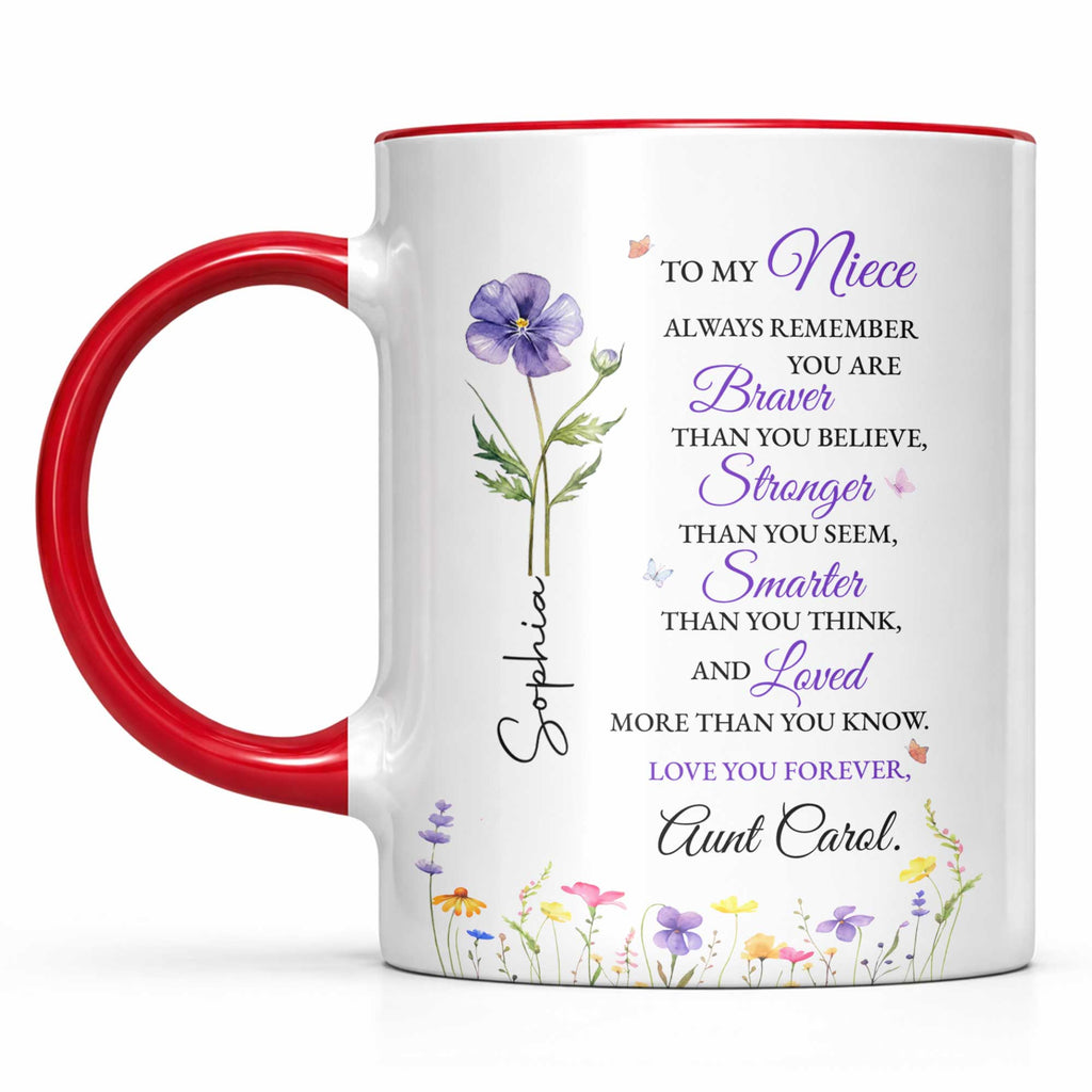 Personalized Custom Accent Mug Birth Month Flower Gift for Niece Accent Mug GradoCreations