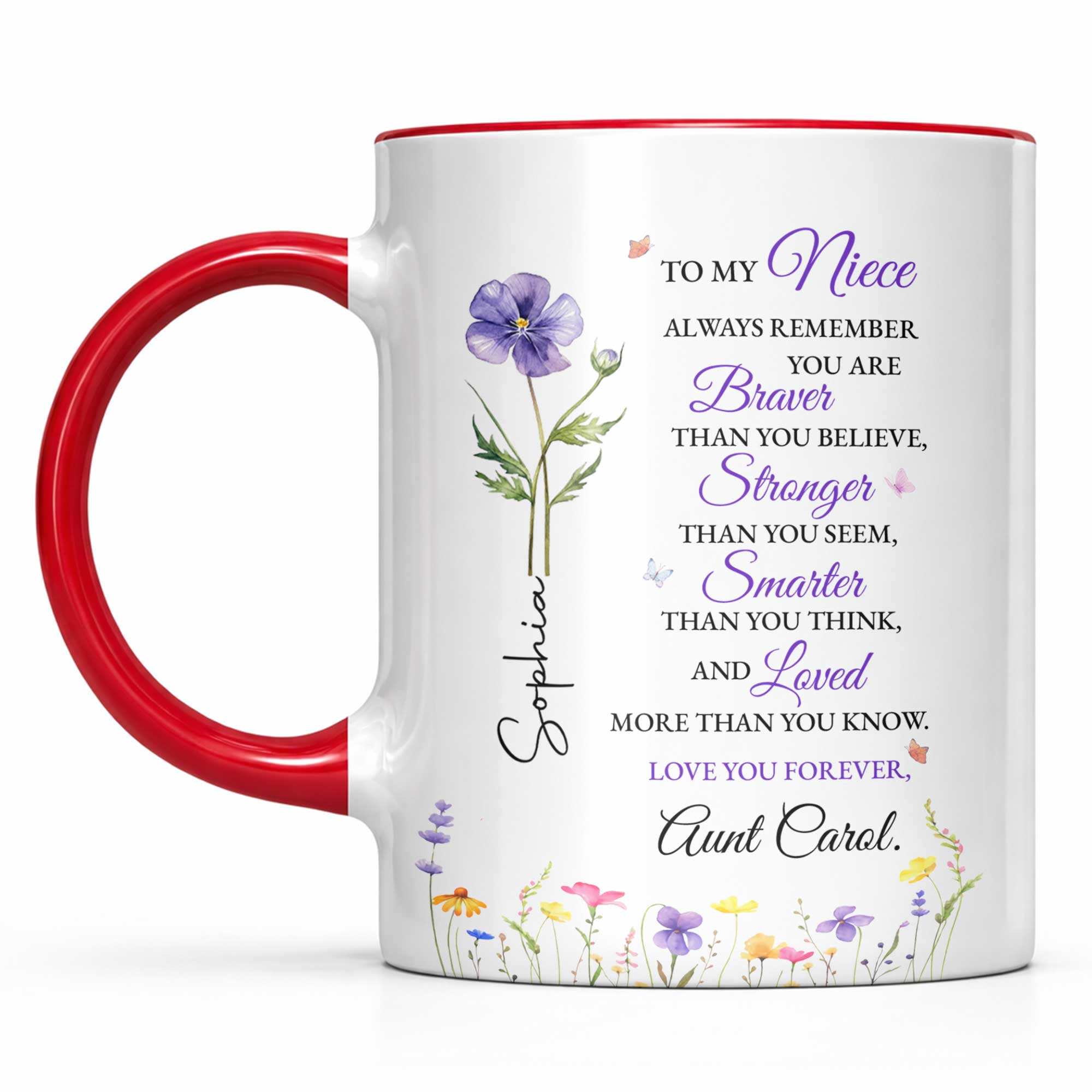 Personalized Custom Accent Mug Birth Month Flower Gift for Niece Accent Mug GradoCreations