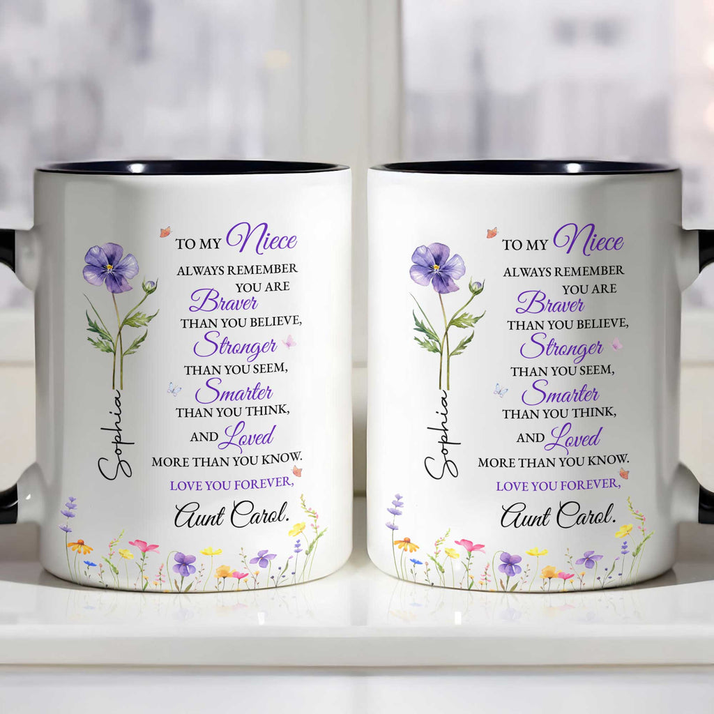 Personalized Custom Accent Mug Birth Month Flower Gift for Niece Accent Mug GradoCreations