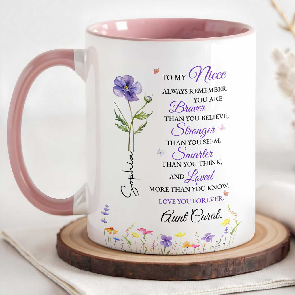 Personalized Custom Accent Mug Birth Month Flower Gift for Niece Accent Mug GradoCreations