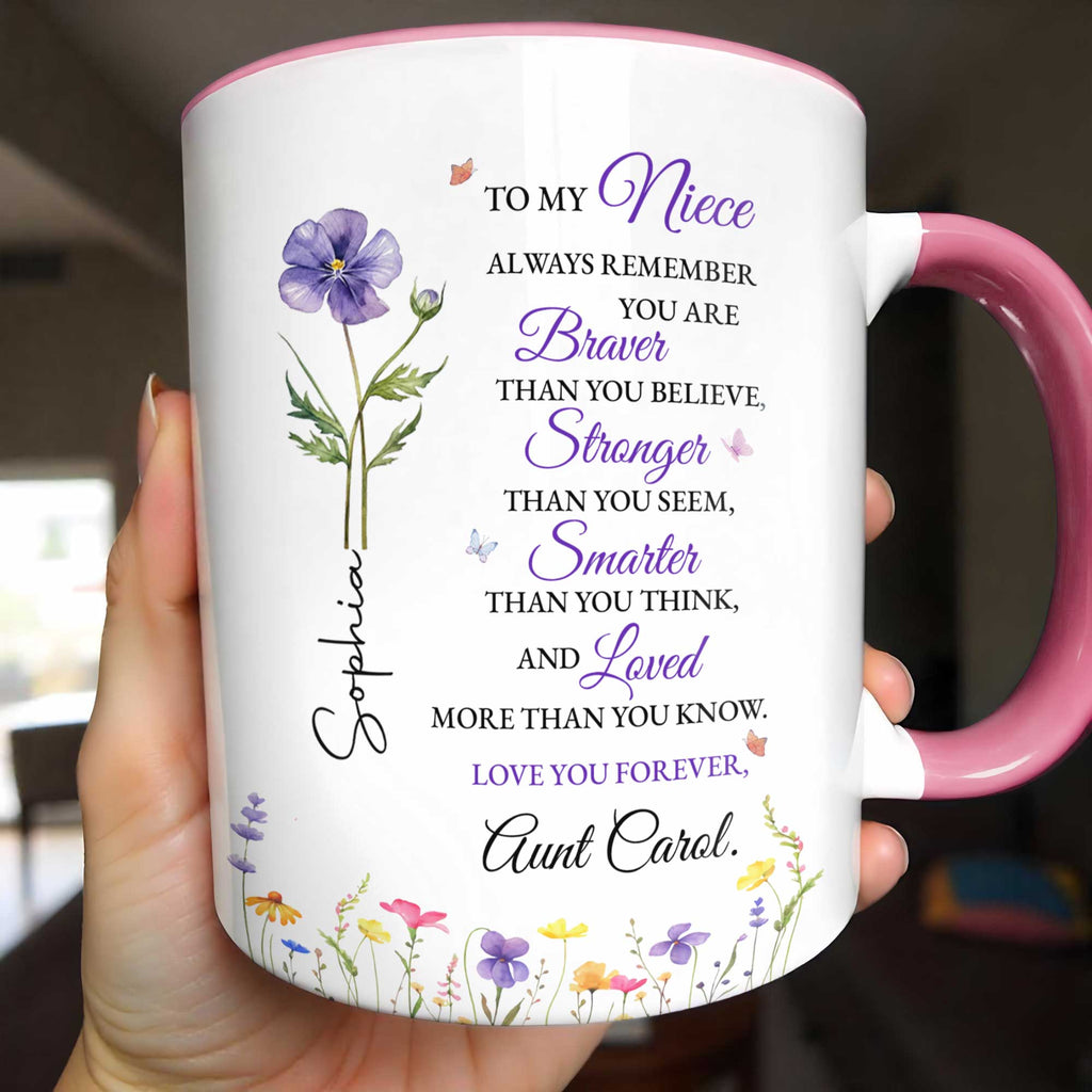 Personalized Custom Accent Mug Birth Month Flower Gift for Niece Accent Mug GradoCreations