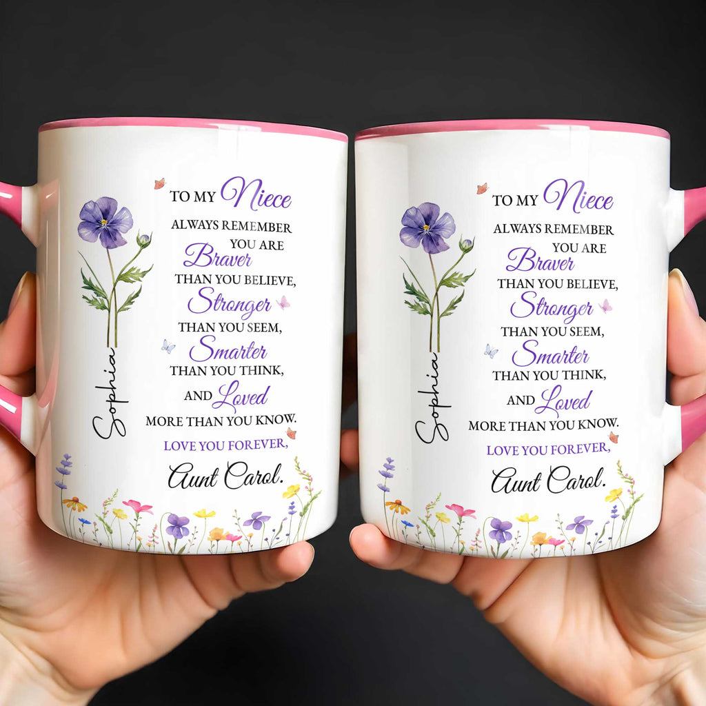 Personalized Custom Accent Mug Birth Month Flower Gift for Niece Accent Mug GradoCreations