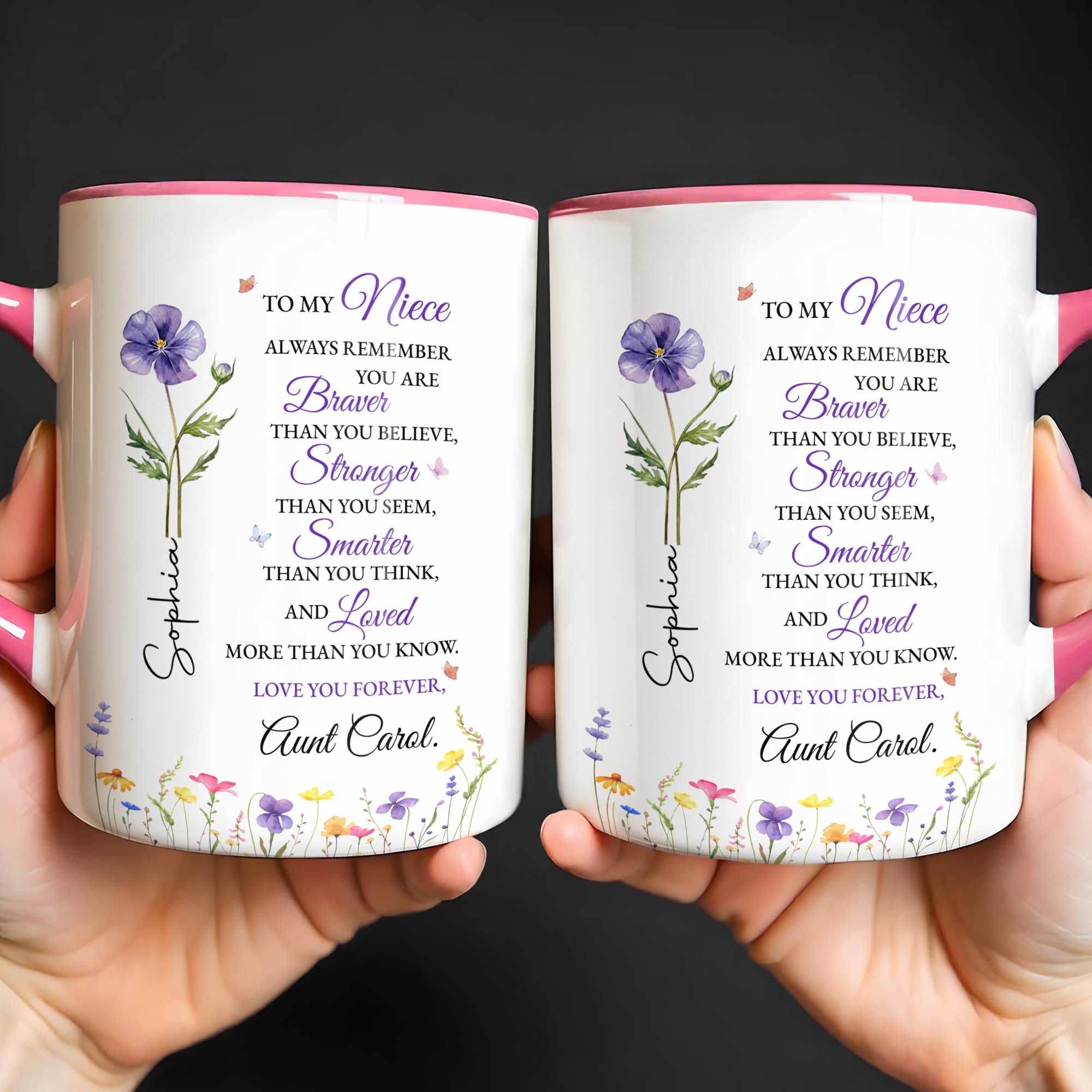 Personalized Custom Accent Mug Birth Month Flower Gift for Niece Accent Mug GradoCreations