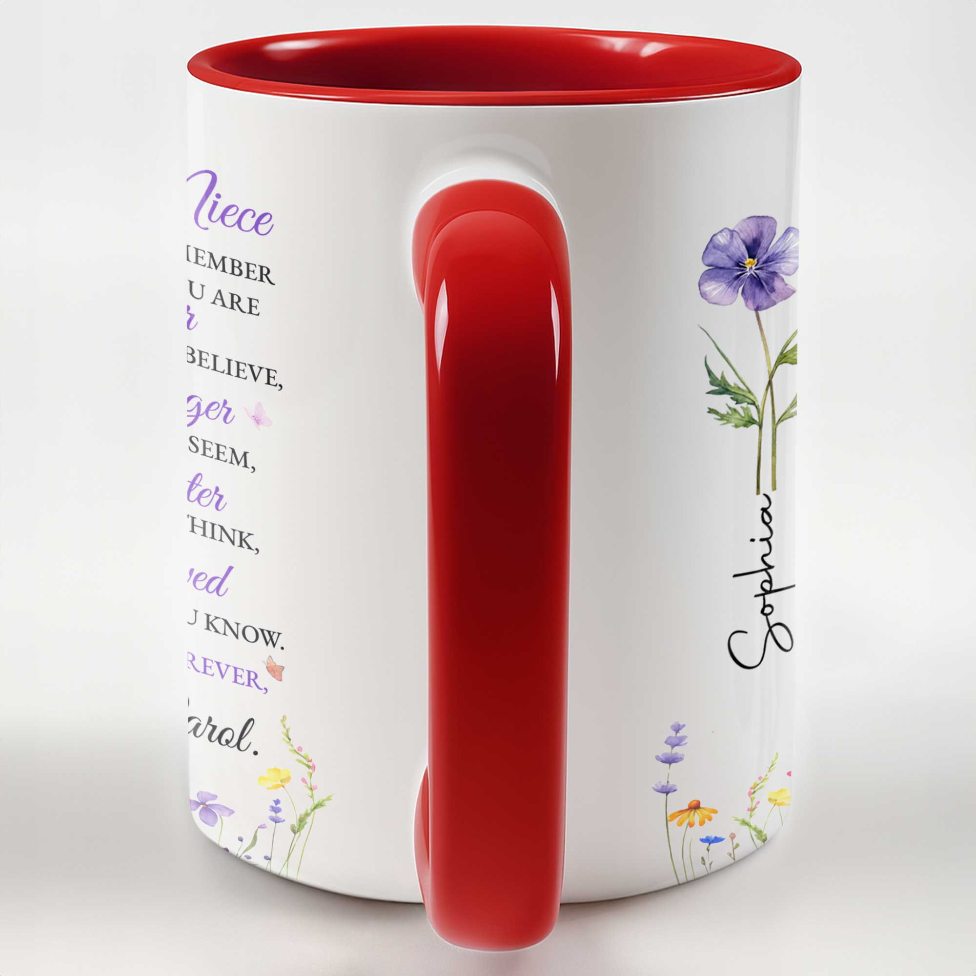 Personalized Custom Accent Mug Birth Month Flower Gift for Niece Accent Mug GradoCreations